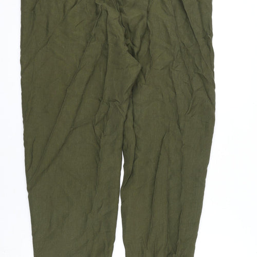 Marks and Spencer Womens Green Lyocell Trousers Size 16 L28 in Regular Drawstring
