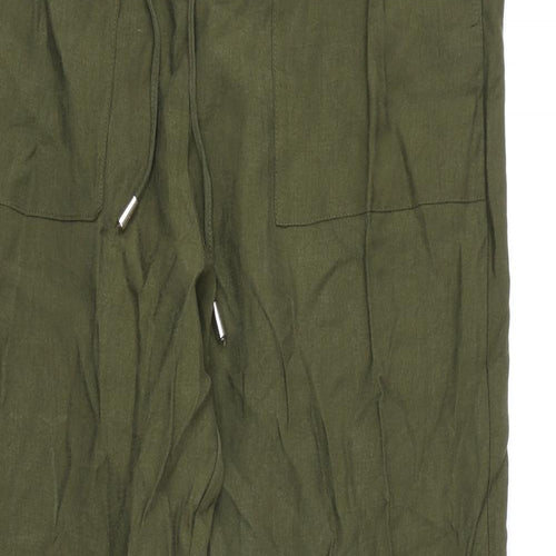 Marks and Spencer Womens Green Lyocell Trousers Size 16 L28 in Regular Drawstring