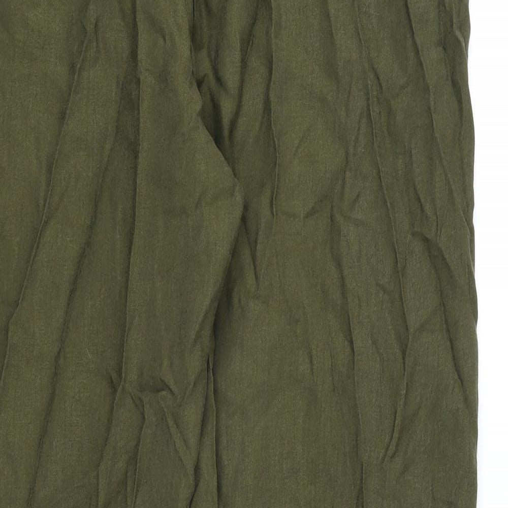 Marks and Spencer Womens Green Lyocell Trousers Size 16 L28 in Regular Drawstring