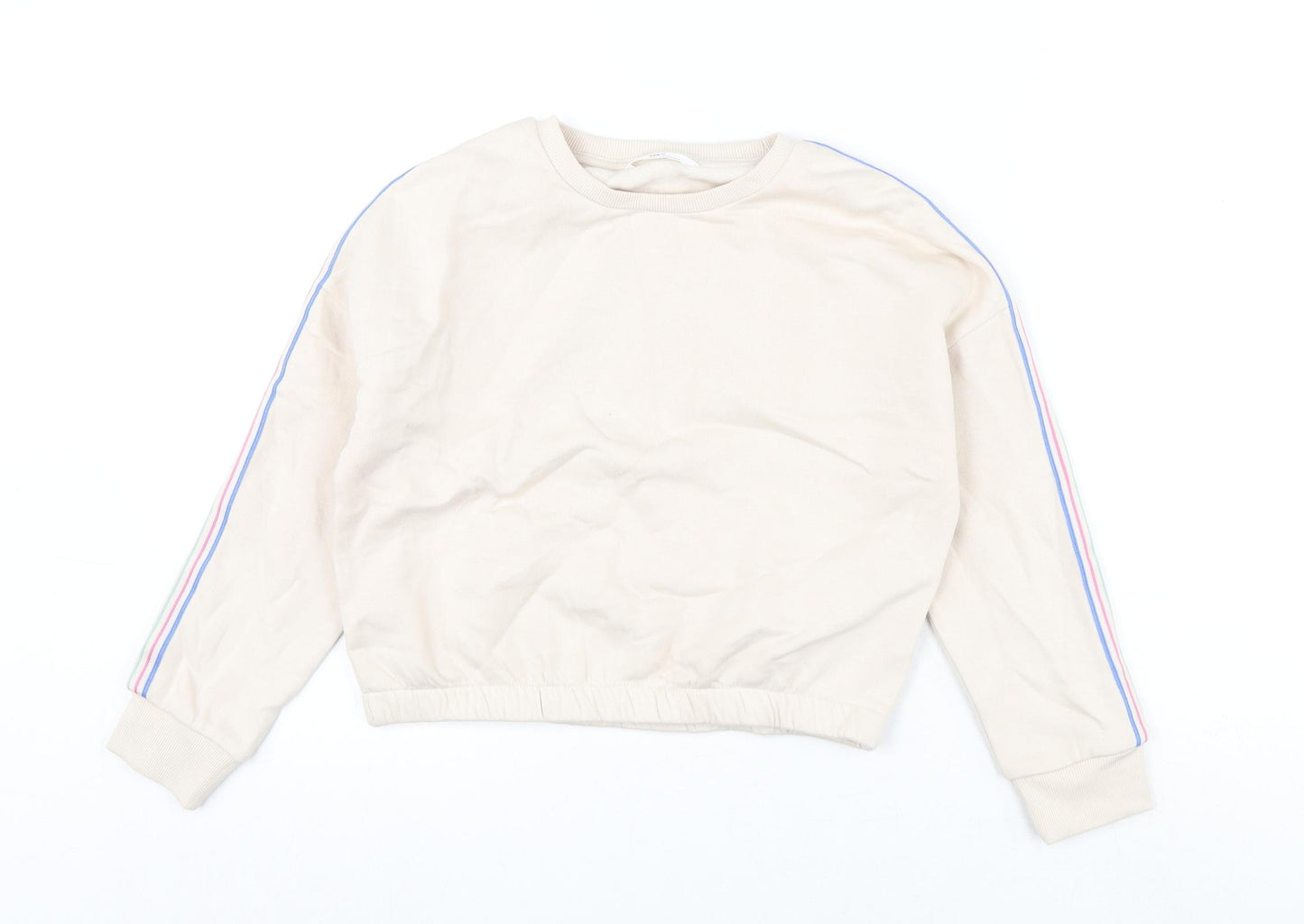 Marks and Spencer Girls Beige Cotton Pullover Sweatshirt Size 9-10 Years Pullover - Cropped