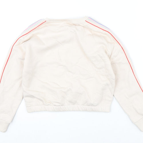 Marks and Spencer Girls Beige Cotton Pullover Sweatshirt Size 9-10 Years Pullover - Cropped