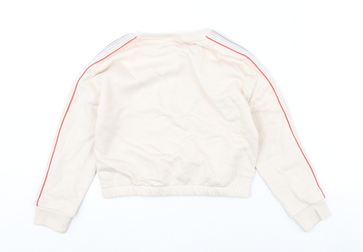 Marks and Spencer Girls Beige Cotton Pullover Sweatshirt Size 9-10 Years Pullover - Cropped