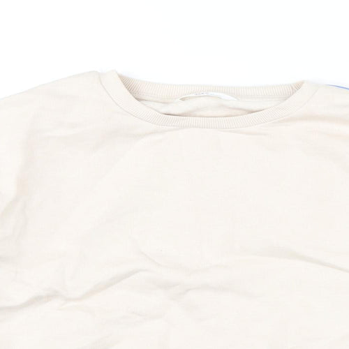 Marks and Spencer Girls Beige Cotton Pullover Sweatshirt Size 9-10 Years Pullover - Cropped