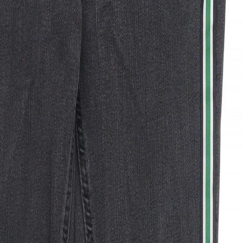 Marks and Spencer Womens Grey Cotton Skinny Jeans Size 6 L28 in Regular Zip - Stripe Detail
