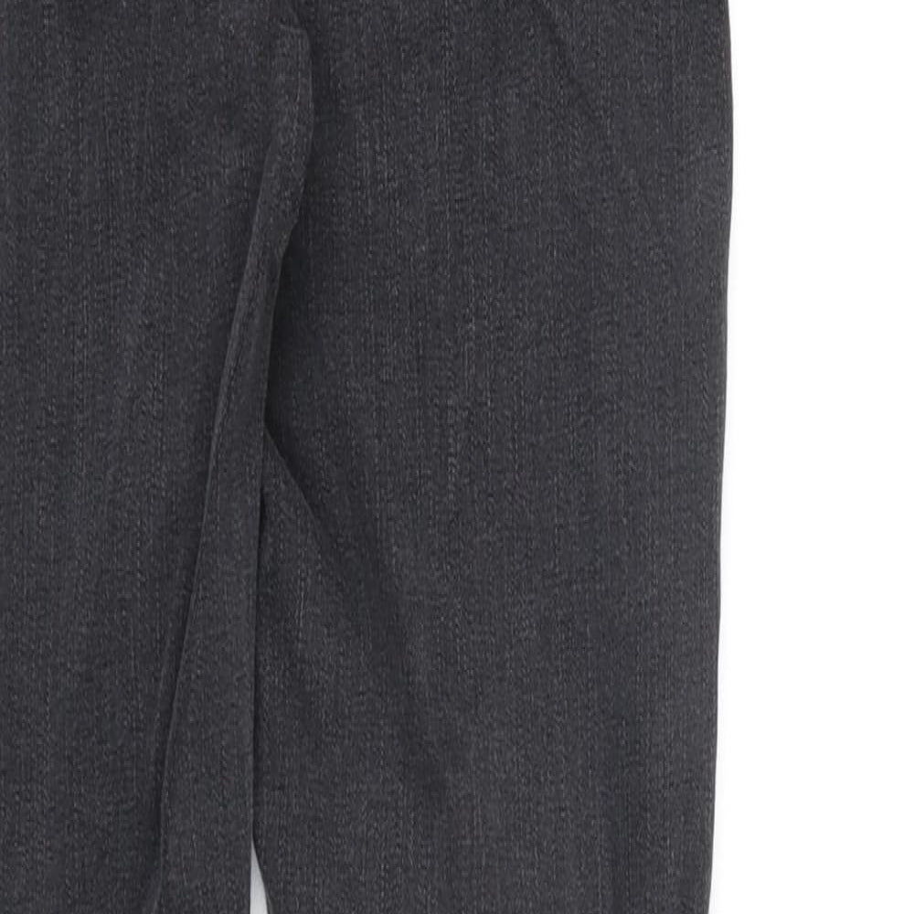 Marks and Spencer Womens Grey Cotton Skinny Jeans Size 6 L28 in Regular Zip - Stripe Detail