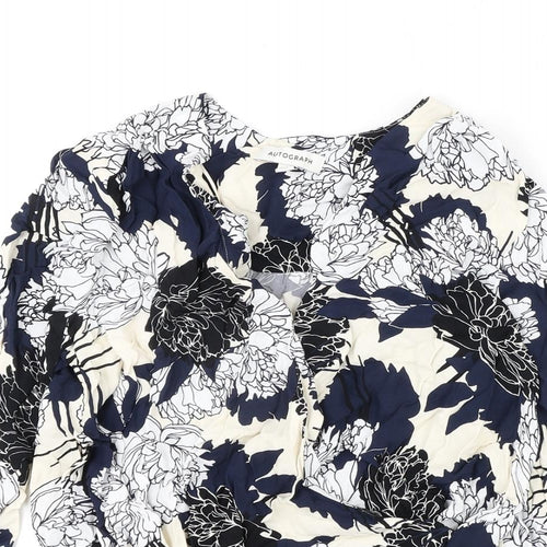 Autograph Womens Multicoloured Floral Viscose Basic Blouse Size 8 V-Neck