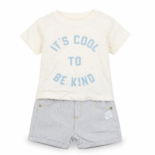 Marks and Spencer Baby Multicoloured Striped Cotton Shorts Set Outfit/Set Size 6-9 Months Snap - It's Cool To Be Kind