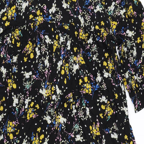 Marks and Spencer Womens Multicoloured Floral Viscose A-Line Size 14 Round Neck Button