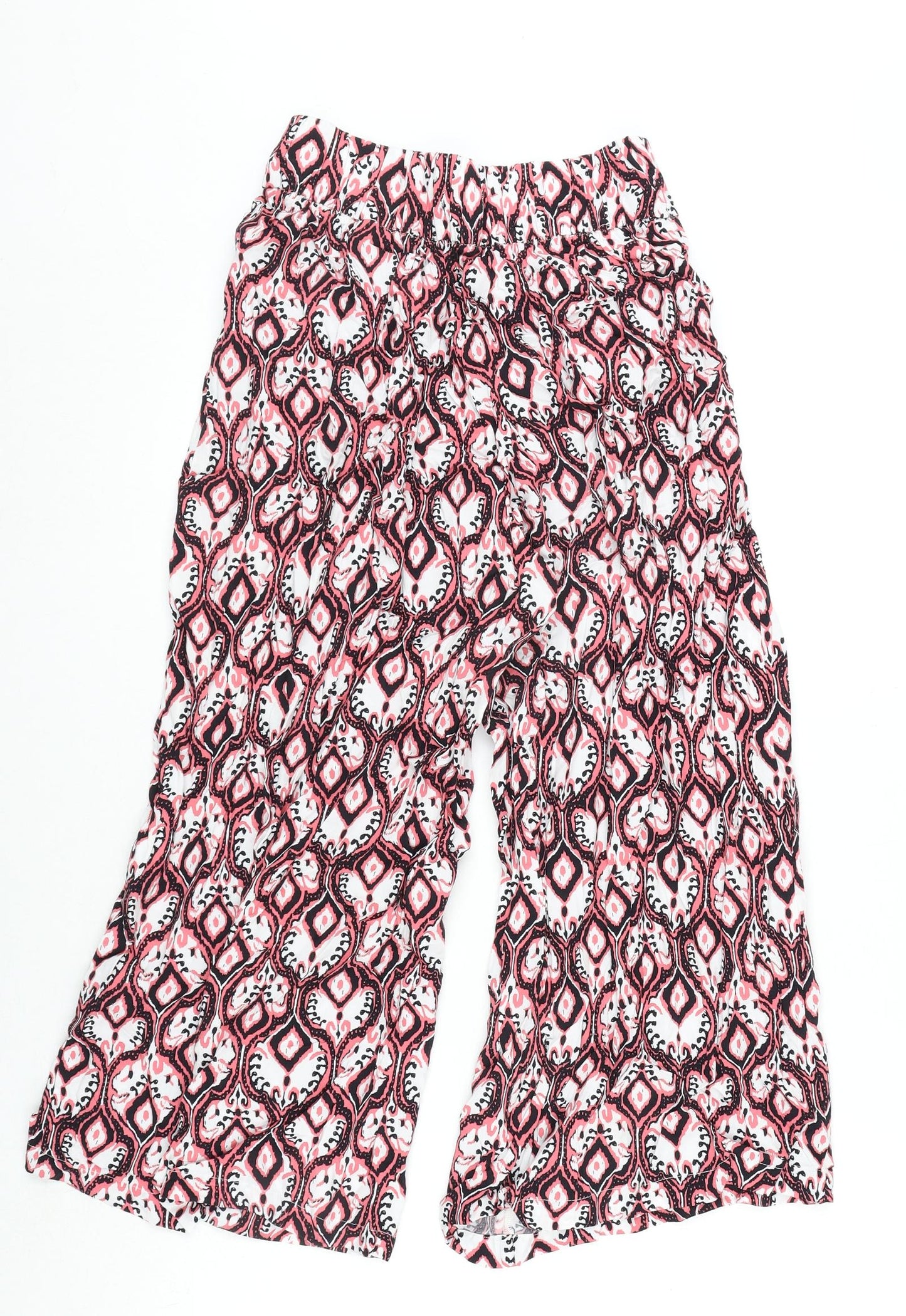 Marks and Spencer Womens Multicoloured Geometric Viscose Trousers Size 6 L21 in Regular