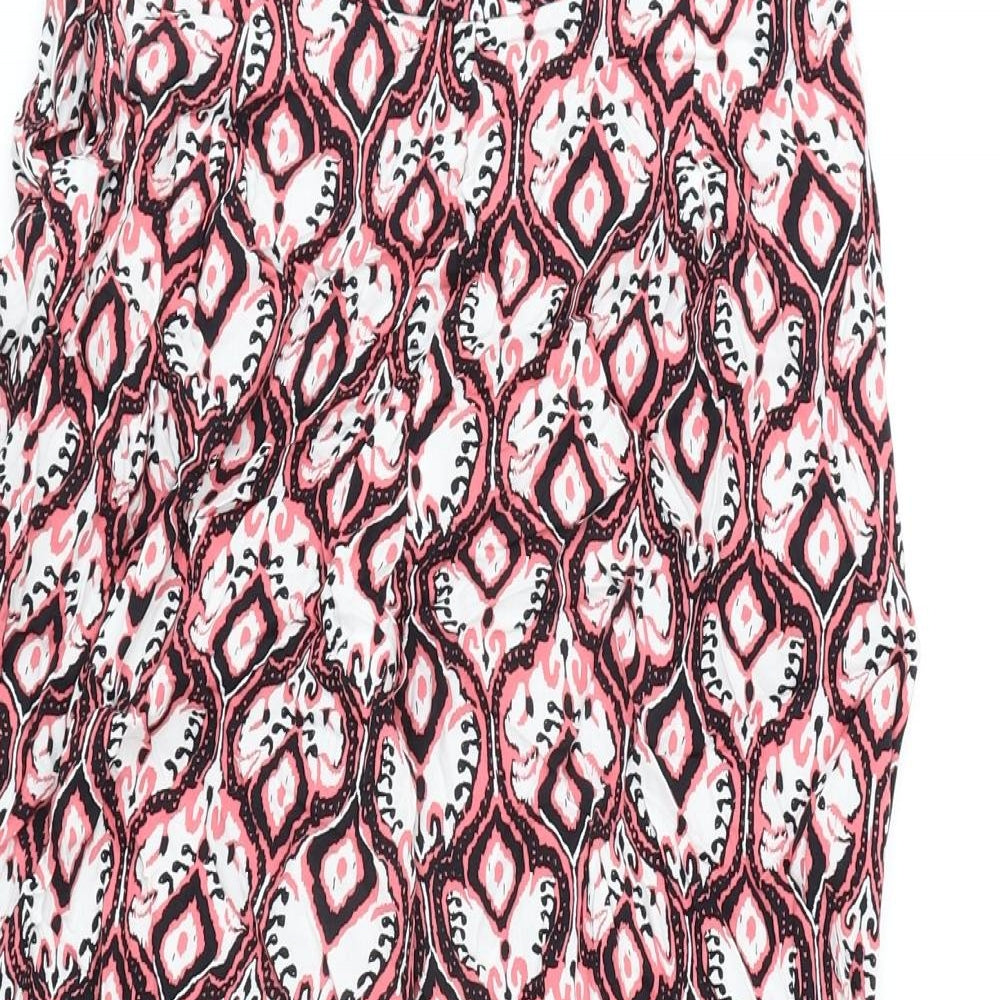 Marks and Spencer Womens Multicoloured Geometric Viscose Trousers Size 6 L21 in Regular