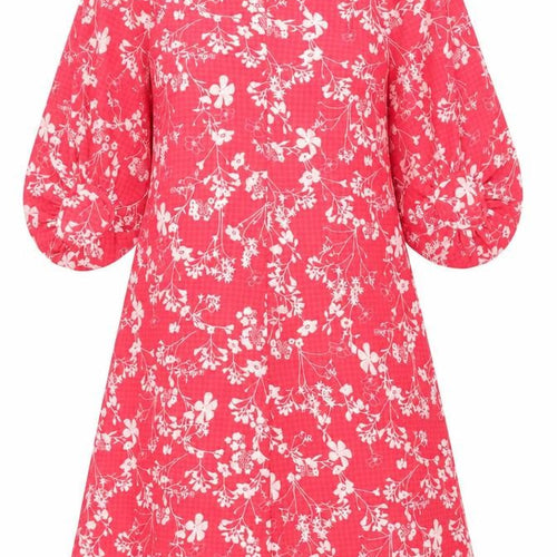 Marks and Spencer Womens Pink Floral Polyester A-Line Size 12 Round Neck Zip