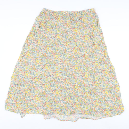Marks and Spencer Womens Multicoloured Floral Viscose Flare Skirt Size 14 - Slit