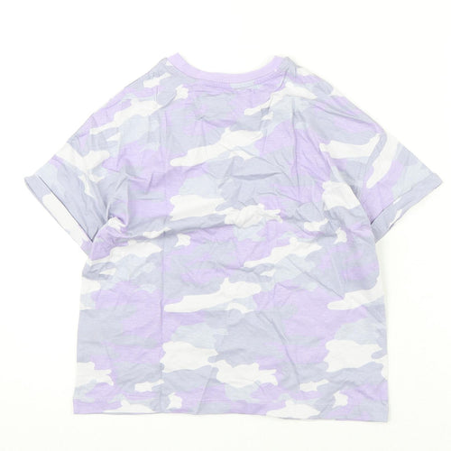 Marks and Spencer Boys Purple Camouflage Cotton Basic T-Shirt Size 8-9 Years Round Neck Pullover