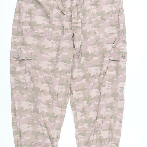 Marks and Spencer Womens Pink Camouflage Lyocell Cargo Trousers Size 20 L23 in Regular Zip