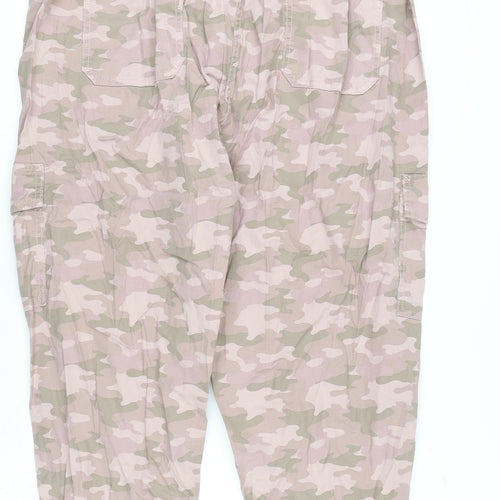 Marks and Spencer Womens Pink Camouflage Lyocell Cargo Trousers Size 20 L23 in Regular Zip