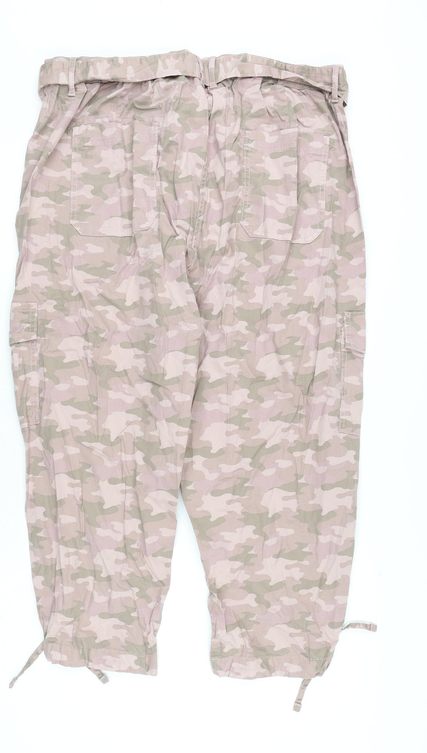 Marks and Spencer Womens Pink Camouflage Lyocell Cargo Trousers Size 20 L23 in Regular Zip