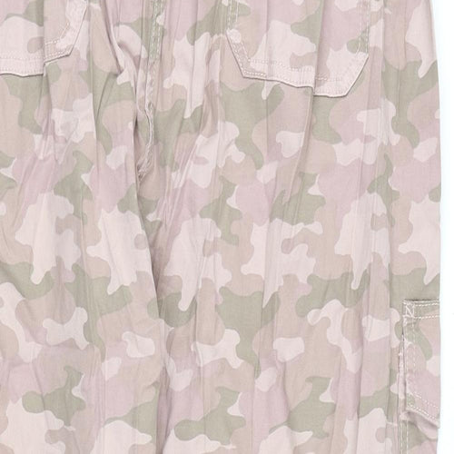 Marks and Spencer Womens Pink Camouflage Lyocell Cargo Trousers Size 20 L23 in Regular Zip