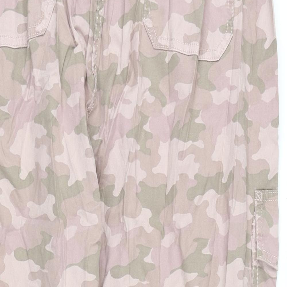 Marks and Spencer Womens Pink Camouflage Lyocell Cargo Trousers Size 20 L23 in Regular Zip