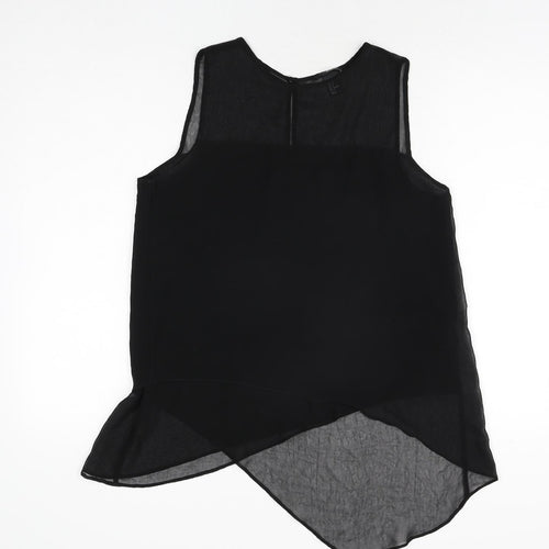 H&M Womens Black Polyester Tunic Blouse Size 10 Round Neck