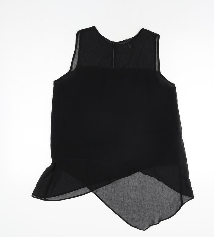 H&M Womens Black Polyester Tunic Blouse Size 10 Round Neck