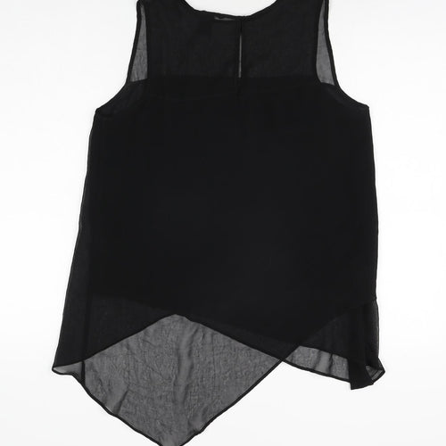 H&M Womens Black Polyester Tunic Blouse Size 10 Round Neck