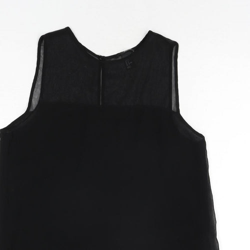 H&M Womens Black Polyester Tunic Blouse Size 10 Round Neck