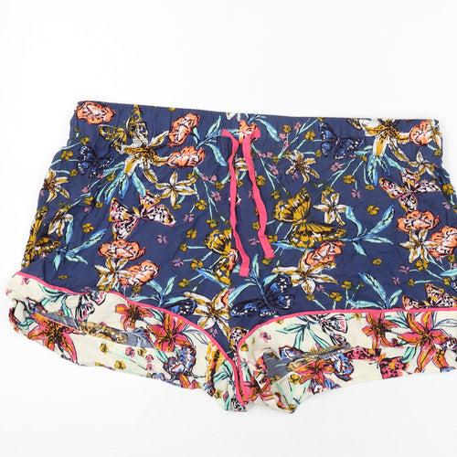 Marks and Spencer Womens Multicoloured Geometric Viscose Top Sleep Shorts Size 18 Drawstring - Floral Butterfly Print