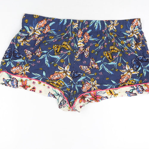 Marks and Spencer Womens Multicoloured Geometric Viscose Top Sleep Shorts Size 18 Drawstring - Floral Butterfly Print