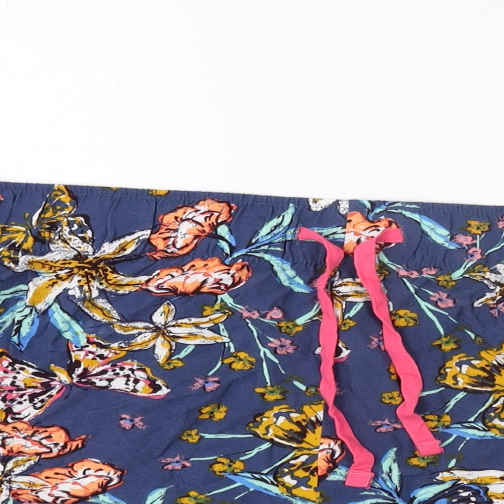 Marks and Spencer Womens Multicoloured Geometric Viscose Top Sleep Shorts Size 18 Drawstring - Floral Butterfly Print
