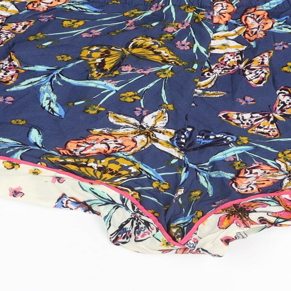 Marks and Spencer Womens Multicoloured Geometric Viscose Top Sleep Shorts Size 18 Drawstring - Floral Butterfly Print