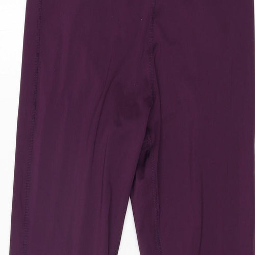 Mountain Warehouse Womens Purple Polyester Cropped Leggings Size 12 L28 in Regular Pullover