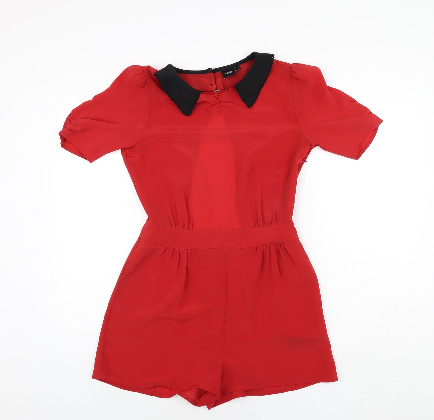 ASOS Womens Red Polyester Playsuit One-Piece Size 10 L3 in Button - Open Back