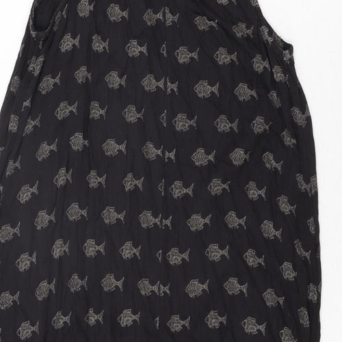 Fat Face Womens Beige Geometric Viscose Shift Size 12 Round Neck Tie - Fish Print