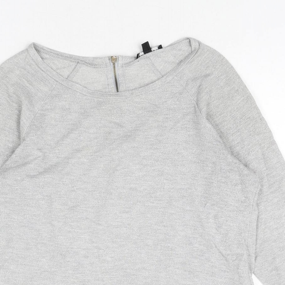 Warehouse Womens Silver Round Neck Polyester Pullover Jumper Size 12