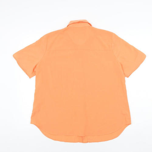 Classic Womens Orange Polyester Basic Button-Up Size 14 Collared
