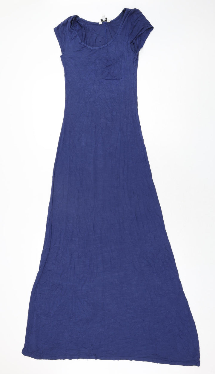 New Look Womens Blue Viscose Maxi Size 8 Round Neck Pullover