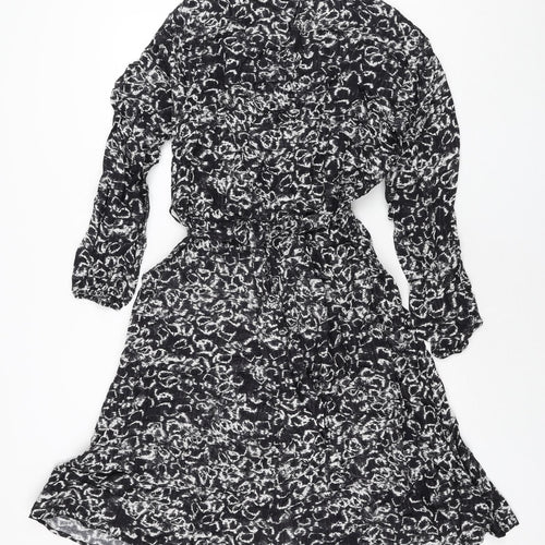 Betty & Co Womens Grey Geometric Polyester A-Line Size 10 V-Neck Pullover - Belted