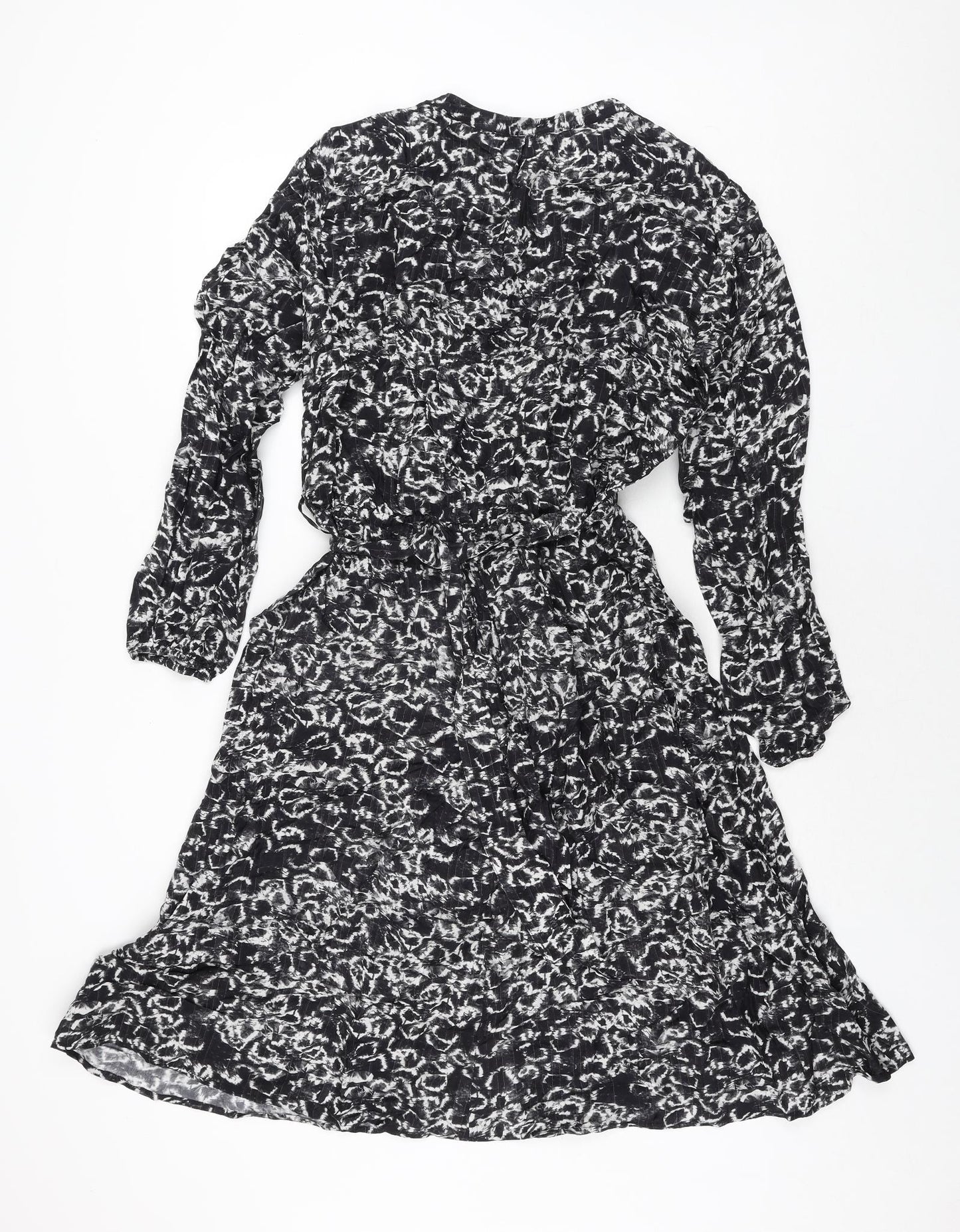 Betty & Co Womens Grey Geometric Polyester A-Line Size 10 V-Neck Pullover - Belted