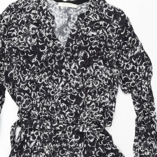 Betty & Co Womens Grey Geometric Polyester A-Line Size 10 V-Neck Pullover - Belted