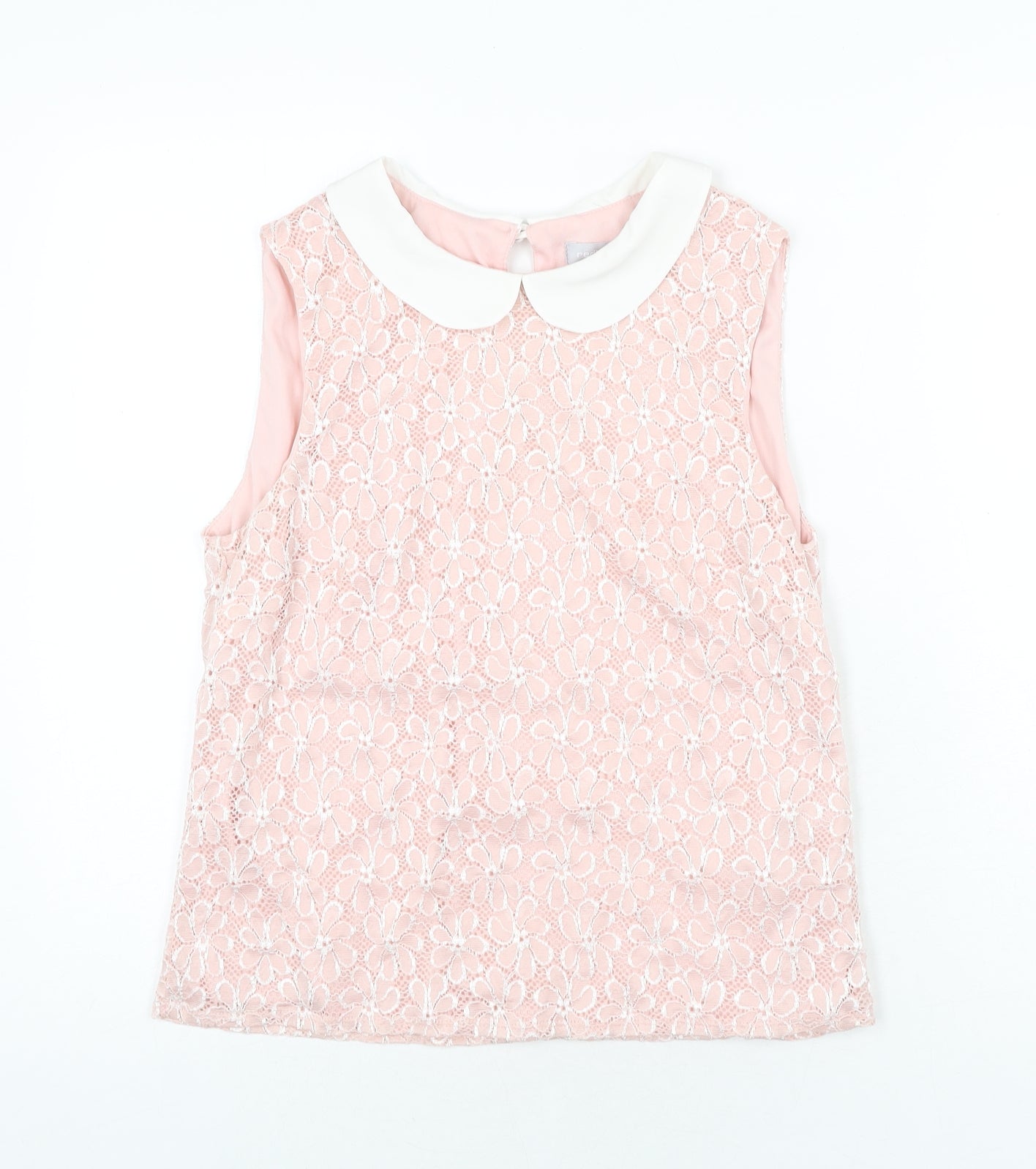 Red Herring Womens Pink Floral Nylon Camisole Blouse Size 14 Collared