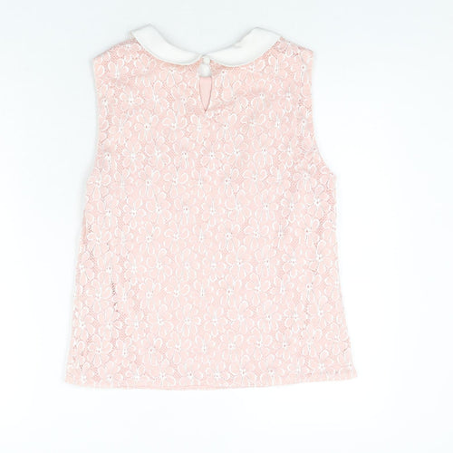 Red Herring Womens Pink Floral Nylon Camisole Blouse Size 14 Collared