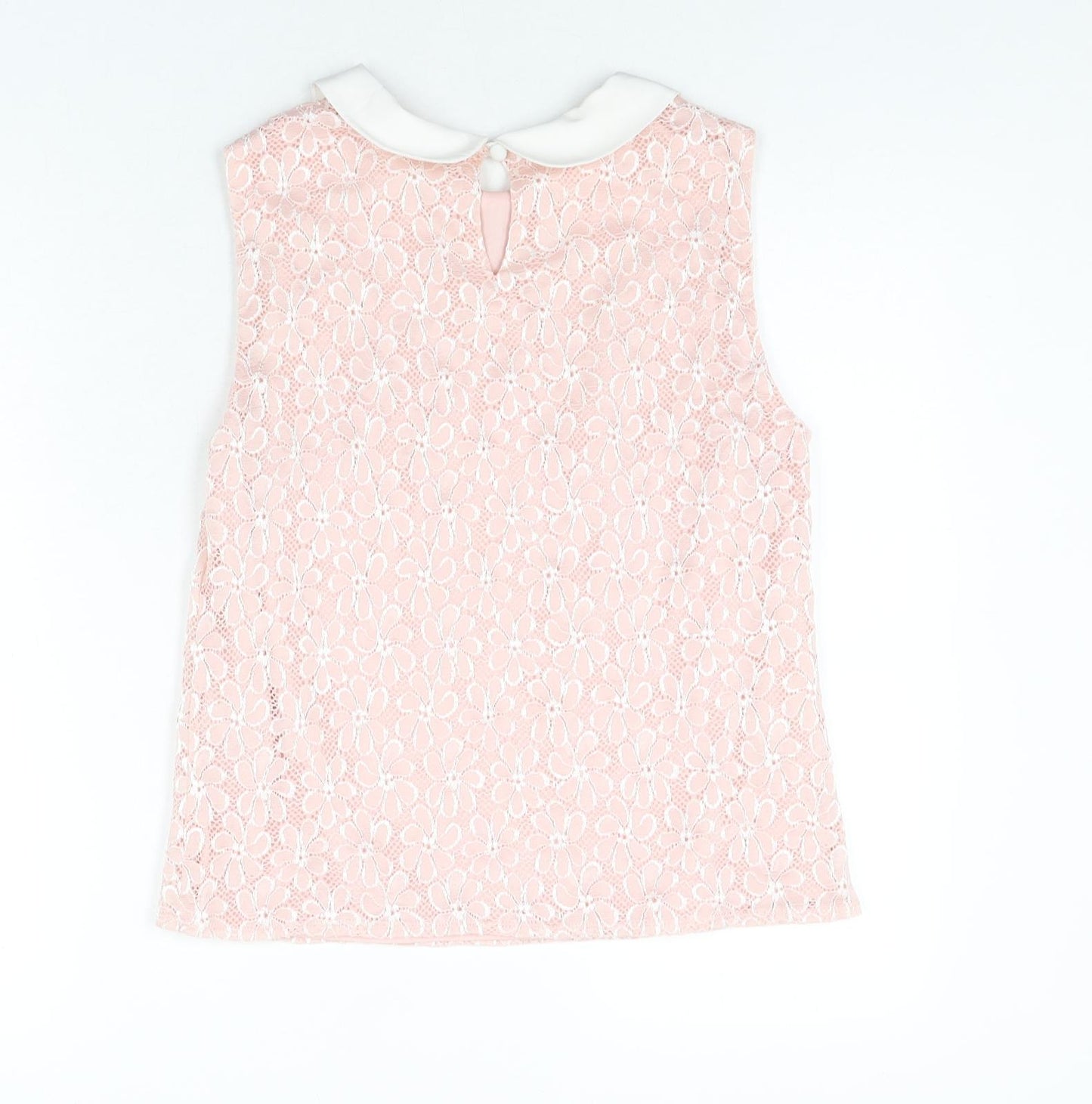 Red Herring Womens Pink Floral Nylon Camisole Blouse Size 14 Collared