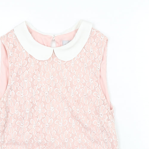 Red Herring Womens Pink Floral Nylon Camisole Blouse Size 14 Collared