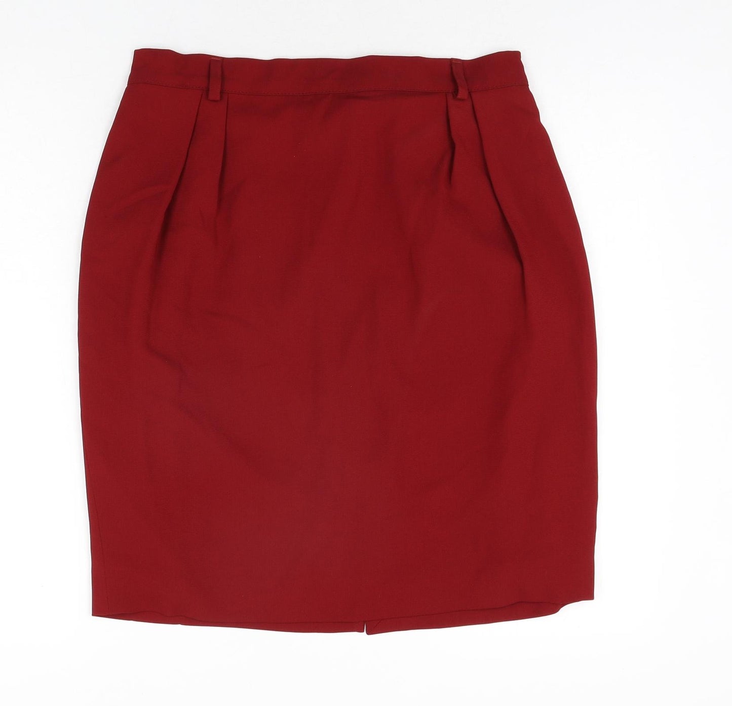 Alexon Womens Red Polyester Straight & Pencil Skirt Size 16 Zip - Pleated