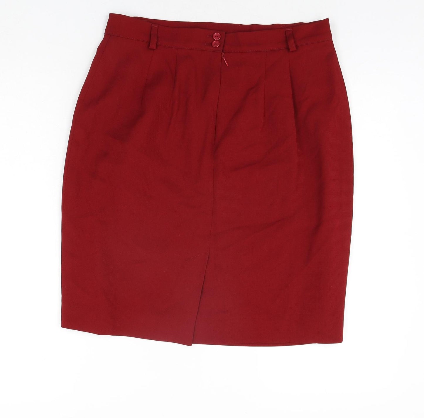 Alexon Womens Red Polyester Straight & Pencil Skirt Size 16 Zip - Pleated