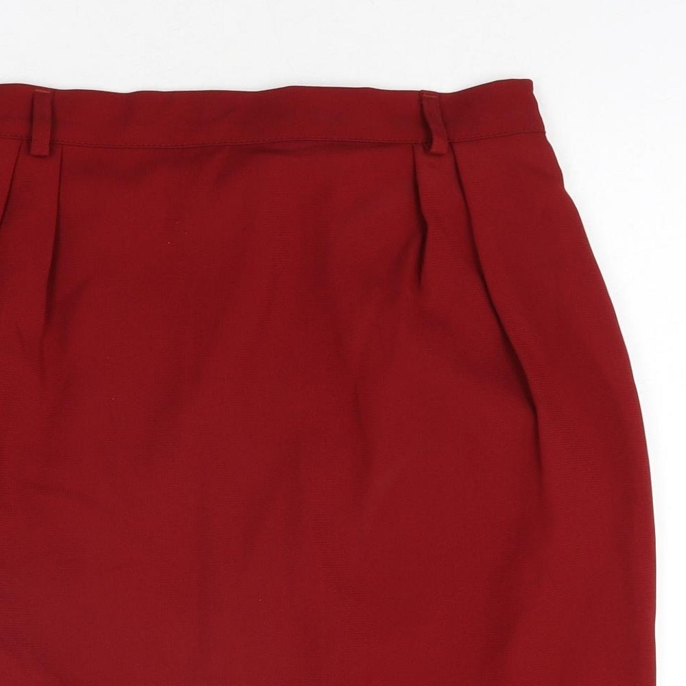Alexon Womens Red Polyester Straight & Pencil Skirt Size 16 Zip - Pleated