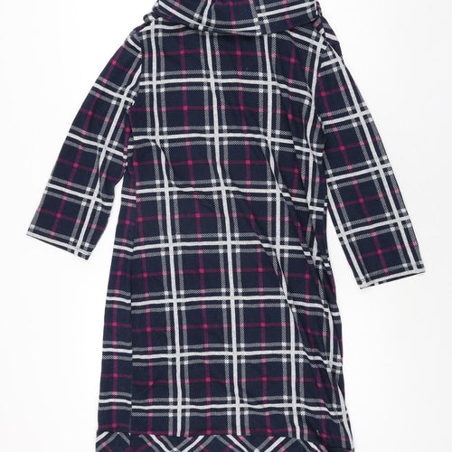 Apricot Womens Blue Check Polyester Jumper Dress Size 12 Roll Neck Pullover
