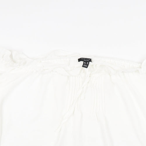New Look Womens White Polyester Basic Blouse Size 26 Boat Neck - Frill Lace Trim