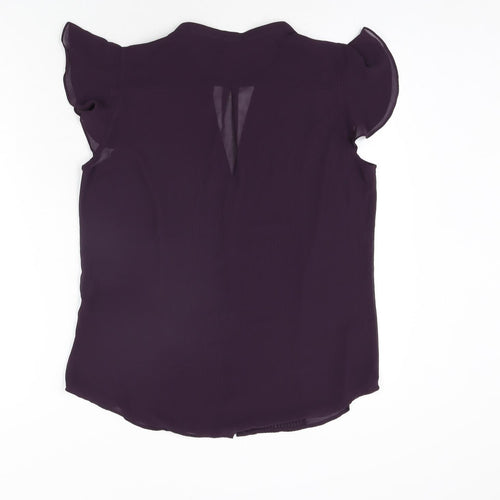 H&M Womens Black Polyester Basic Blouse Size 12 V-Neck - Pleated Front