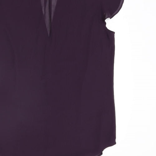 H&M Womens Black Polyester Basic Blouse Size 12 V-Neck - Pleated Front